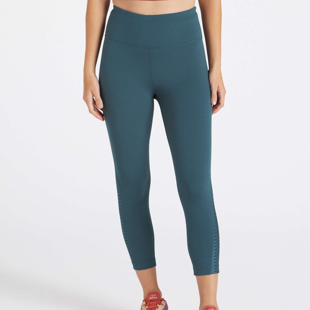 MPG Sport Teal Green Clara High Waist Performance Capri Legging, Size XL